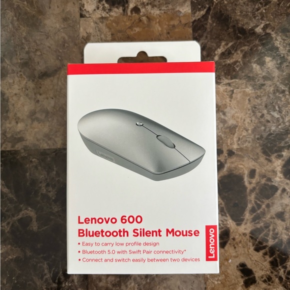 Lenovo Other - Lenovo 600 Bluetooth 5.0 Silent Mouse Gray Dual Device Ability 3 Buttons New